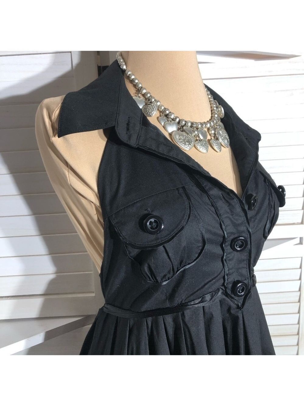 Bebe Halter Mini Dress Black Fit and Flare Medium - Picture 5 of 10